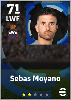 Sebas Moyano eFootball 2026 player card — 71 OVR LWF