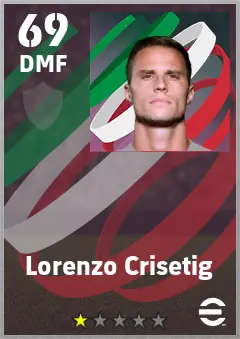Lorenzo Crisetig eFootball 2026 player card — 69 OVR DMF