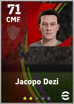 Jacopo Dezi eFootball 2026 player card — 71 OVR CMF