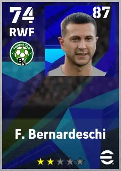 F. Bernardeschi eFootball 2026 player card — 74 OVR RWF