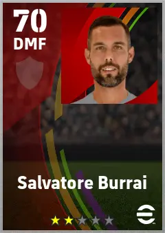 Salvatore Burrai eFootball 2026 player card — 70 OVR DMF