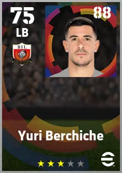 Yuri Berchiche eFootball 2026 player card — 75 OVR LB