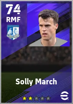 Solly March eFootball 2026 player card — 74 OVR RMF