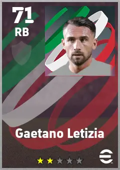 Gaetano Letizia eFootball 2026 player card — 71 OVR RB