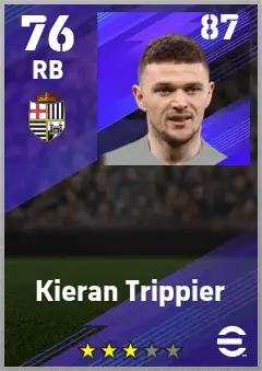 Kieran Trippier eFootball 2026 player card — 76 OVR RB