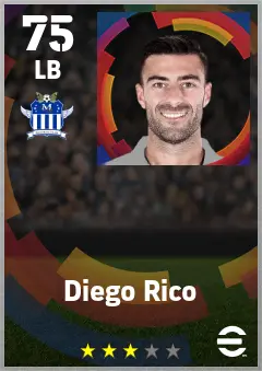Diego Rico eFootball 2026 player card — 75 OVR LB