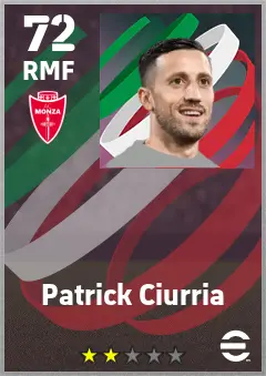 Patrick Ciurria eFootball 2026 player card — 72 OVR RMF