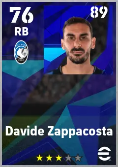 Davide Zappacosta eFootball 2026 player card — 76 OVR RB