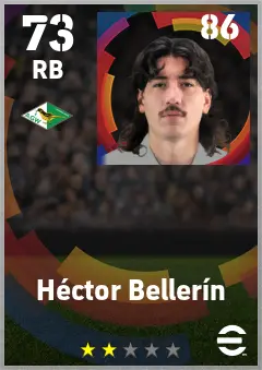 Hector Bellerin eFootball 2026 player card — 73 OVR RB