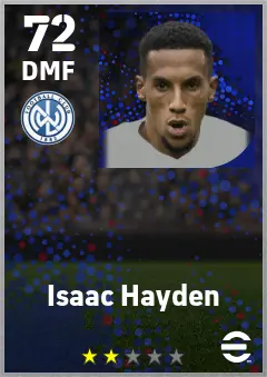 Isaac Hayden eFootball 2026 player card — 72 OVR DMF