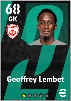 Geoffrey Lembet eFootball 2026 player card — 68 OVR GK