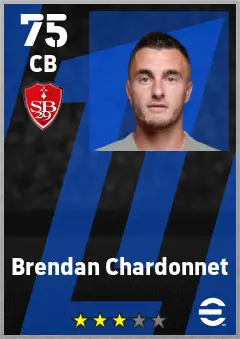 Brendan Chardonnet eFootball 2026 player card — 75 OVR CB