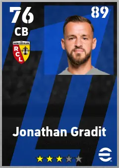 Jonathan Gradit eFootball 2026 player card — 76 OVR CB