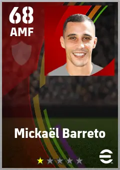 Mickael Barreto eFootball 2026 player card — 68 OVR AMF