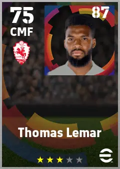 Thomas Lemar eFootball 2026 player card — 75 OVR CMF