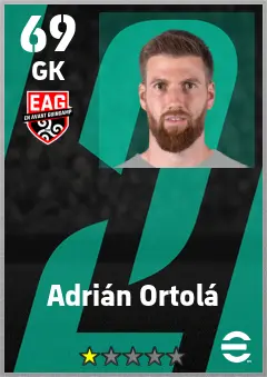 Adrian Ortola eFootball 2026 player card — 69 OVR GK
