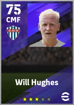 Will Hughes eFootball 2026 player card — 75 OVR CMF