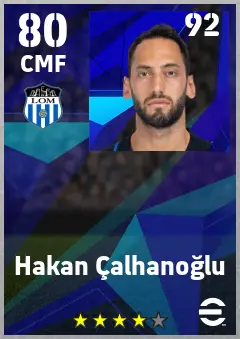 Hakan Calhanoglu eFootball 2026 player card — 80 OVR CMF