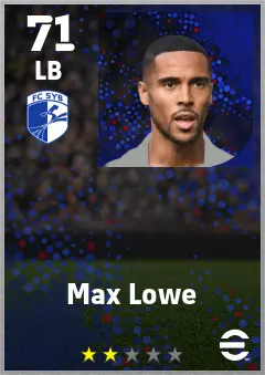 Max Lowe eFootball 2026 player card — 71 OVR LB