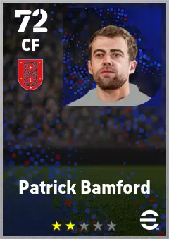 Patrick Bamford eFootball 2026 player card — 72 OVR CF