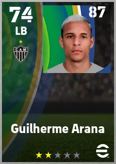 Guilherme Arana eFootball 2026 player card — 74 OVR LB