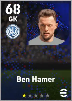 Ben Hamer eFootball 2026 player card — 68 OVR GK