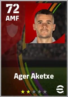 Ager Aketxe eFootball 2026 player card — 72 OVR AMF