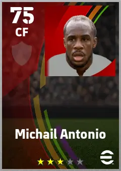 Michail Antonio eFootball 2026 player card — 75 OVR CF