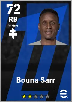 Bouna Sarr eFootball 2026 player card — 72 OVR RB