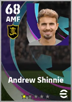 Andrew Shinnie eFootball 2026 player card — 68 OVR AMF