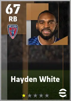 Hayden White eFootball 2026 player card — 67 OVR RB