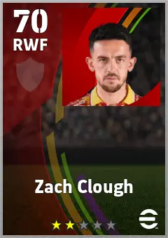 Zach Clough eFootball 2026 player card — 70 OVR RWF