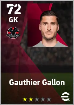 Gauthier Gallon eFootball 2026 player card — 72 OVR GK