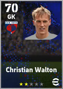 Christian Walton eFootball 2026 player card — 70 OVR GK