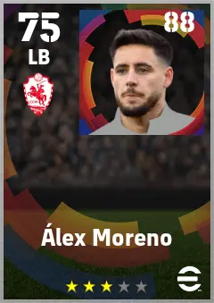 Alex Moreno eFootball 2026 player card — 75 OVR LB