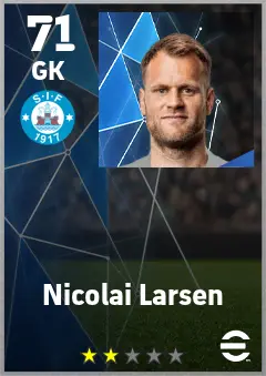 Nicolai Larsen eFootball 2026 player card — 71 OVR GK
