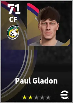 Paul Gladon eFootball 2026 player card — 71 OVR CF