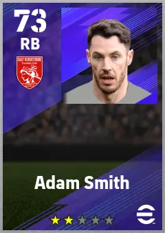 Adam Smith eFootball 2026 player card — 73 OVR RB
