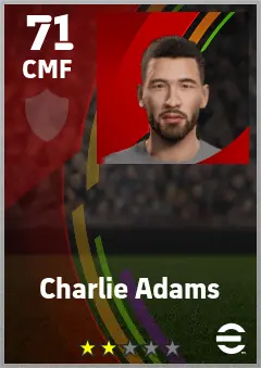 Charlie Adams eFootball 2026 player card — 71 OVR CMF