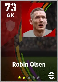 Robin Olsen eFootball 2026 player card — 73 OVR GK