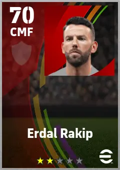 Erdal Rakip eFootball 2026 player card — 70 OVR CMF