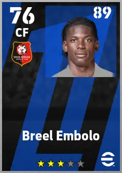Breel Embolo eFootball 2026 player card — 76 OVR CF