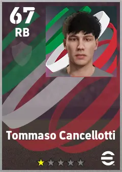 Tommaso Cancellotti eFootball 2026 player card — 67 OVR RB