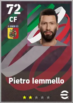 Pietro Iemmello eFootball 2026 player card — 72 OVR CF