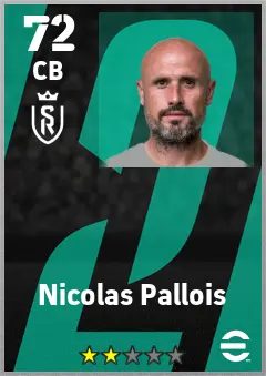 Nicolas Pallois eFootball 2026 player card — 72 OVR CB