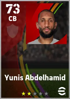 Yunis Abdelhamid eFootball 2026 player card — 73 OVR CB