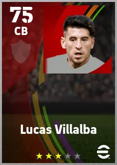 Lucas Villalba eFootball 2026 player card — 75 OVR CB