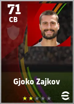 Gjoko Zajkov eFootball 2026 player card — 71 OVR CB
