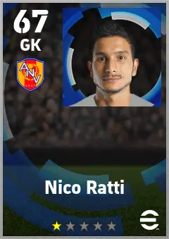 Nico Ratti eFootball 2026 player card — 67 OVR GK