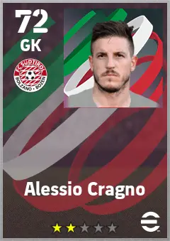 Alessio Cragno eFootball 2026 player card — 72 OVR GK